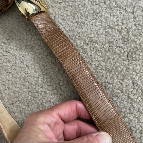 Vintage 70s / 80s Echo Taupe Tan Genuine Lizard Adjustable Cinch Belt main image 6